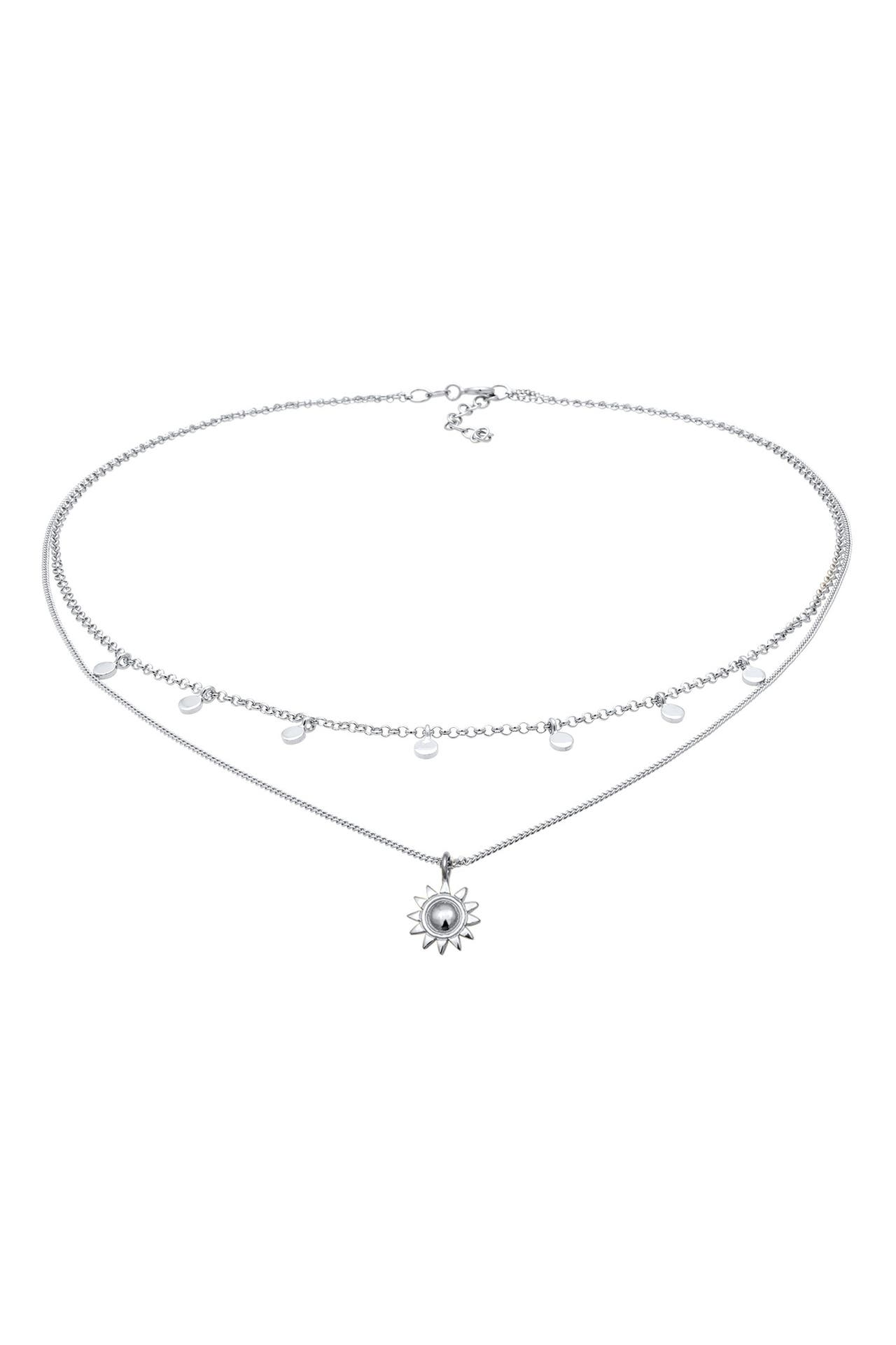 ELLI Kette Layer Sonne Plättchen 925 Sterling Silber Silber, Bild 1