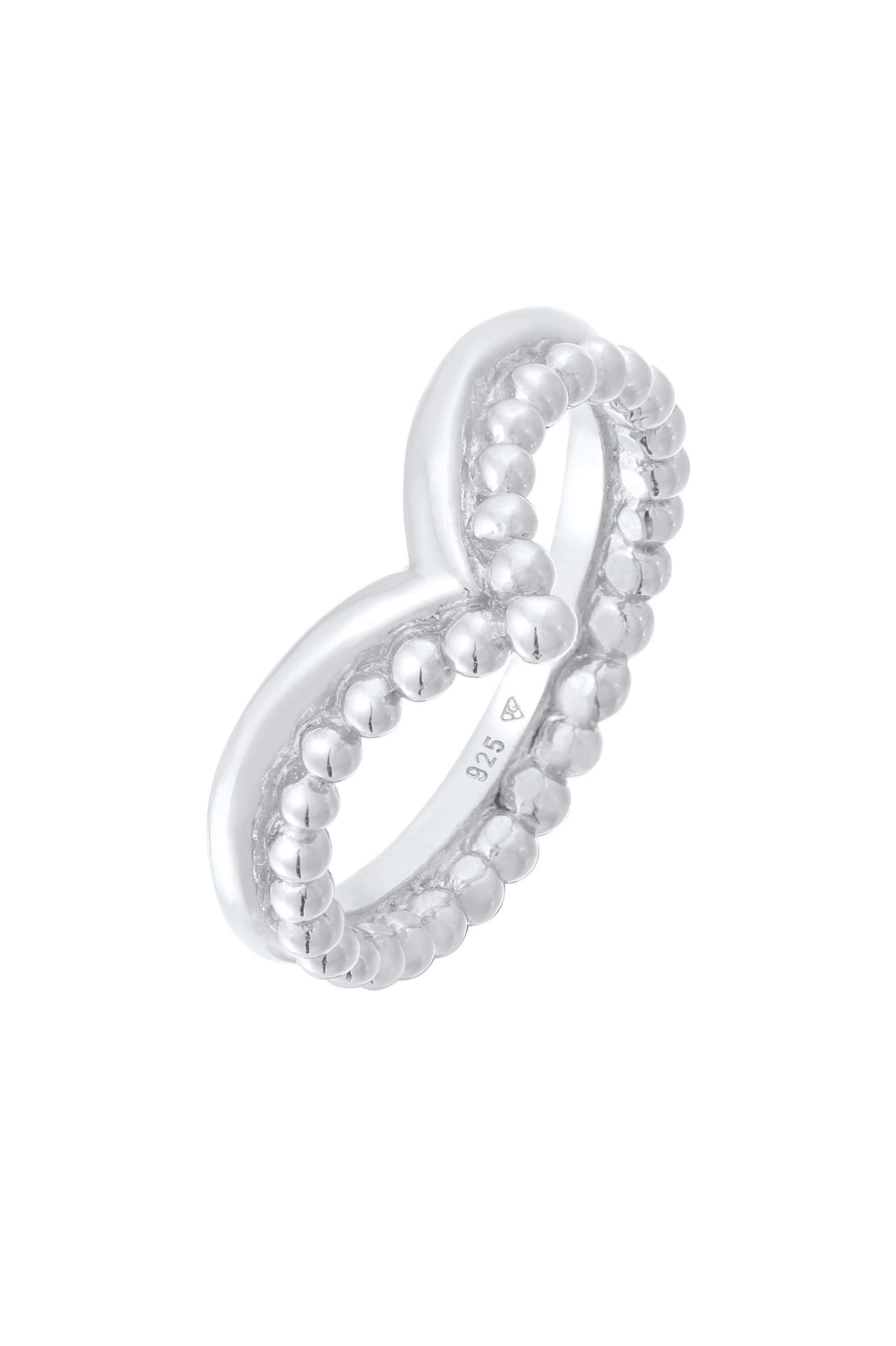 ELLI Ring Kugel Design V-Form Stacking 925 Silber Silber, Bild 1