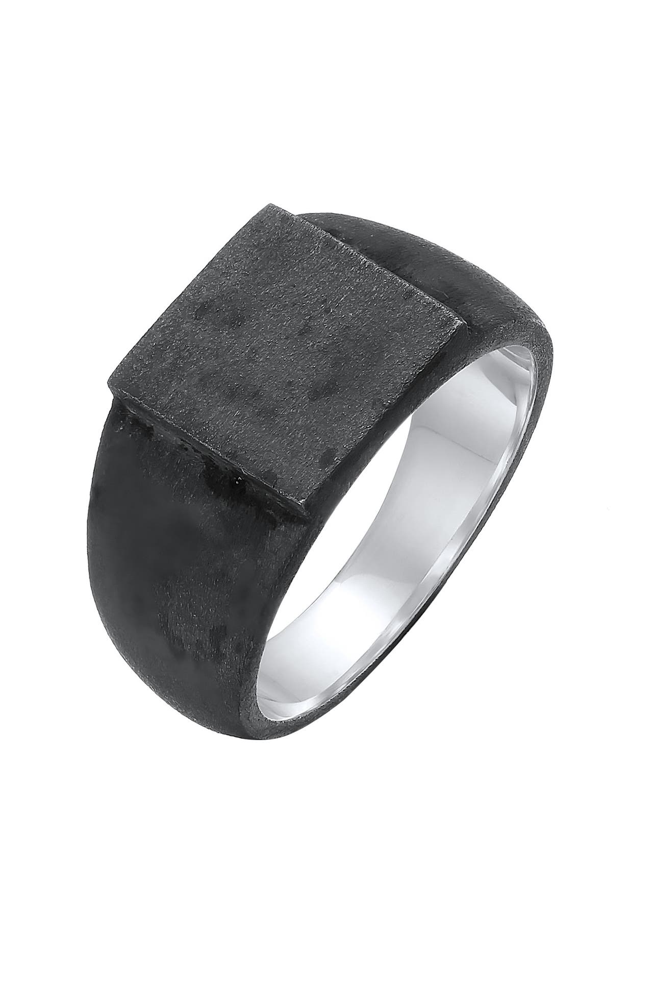 KUZZOI Ring Herren Siegelring Rechteckig Klassik 925 Silber Schwarz, Bild 1