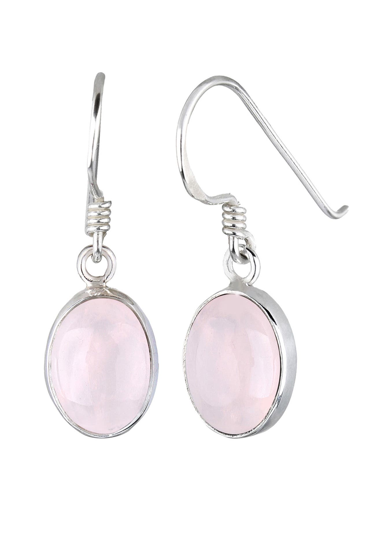 ELLI Ohrringe Rosenquarz Basic Elegant Oval 925 Silber Rosa, Bild 1