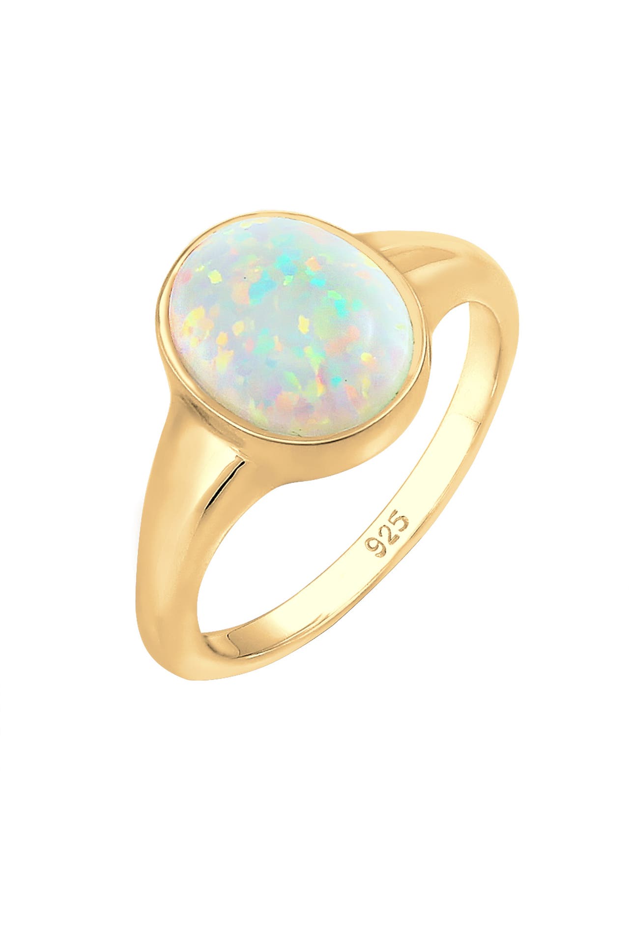 ELLI Ring Siegelring Mondstein Oval 925 Silber Gold, Bild 1