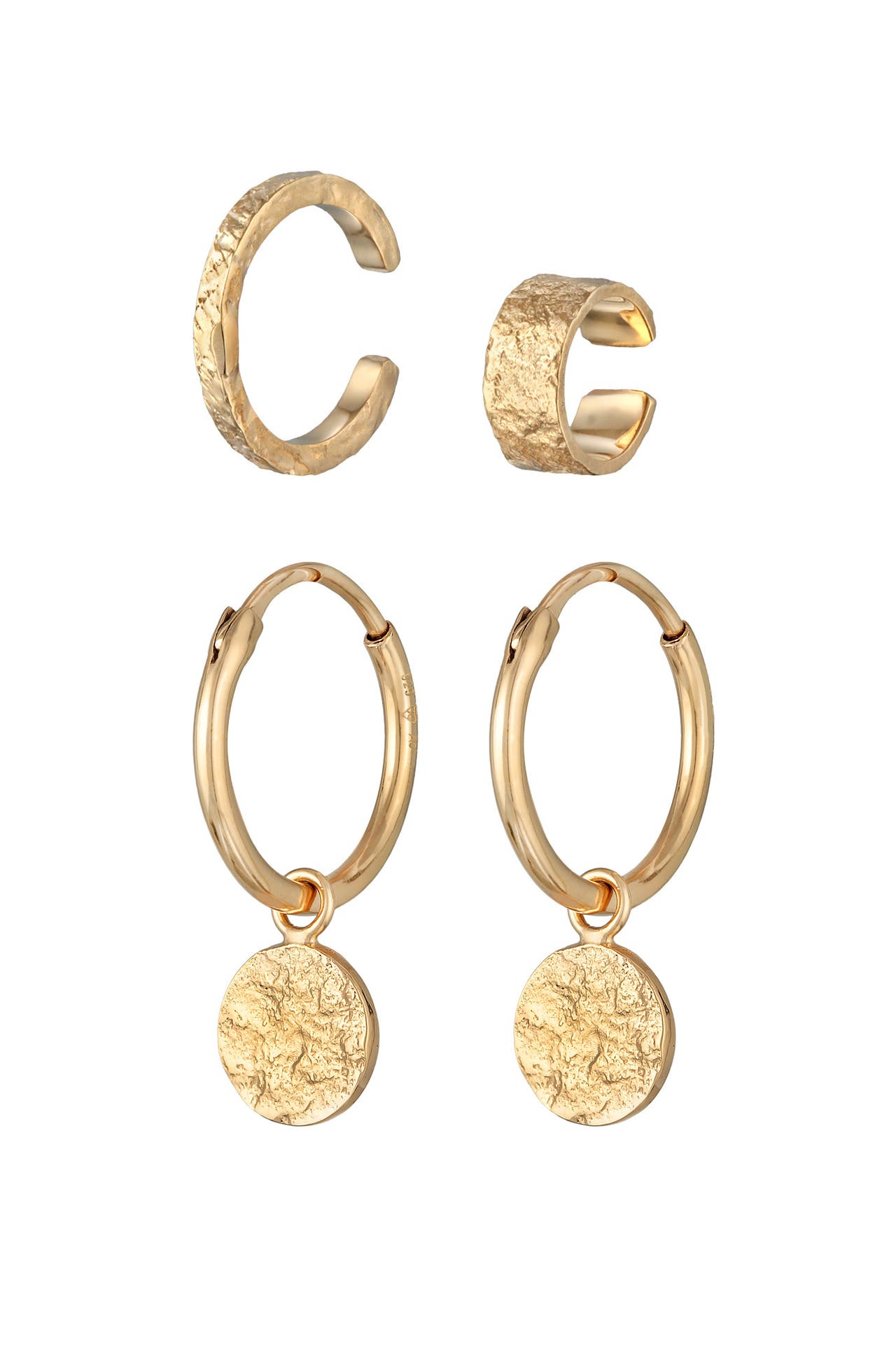 ELLI Ohrringe Creolen Earcuff Set im modischen Look 925 Silber Gold, Bild 1