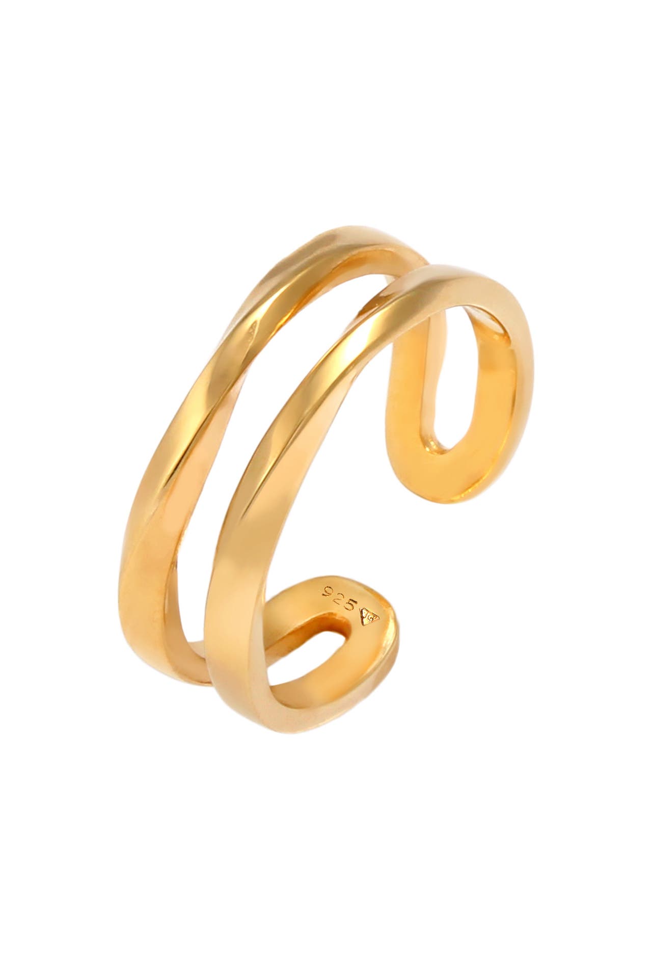 ELLI Ring Zweireihig offen verstellbar 925er Silber Gold, Bild 1