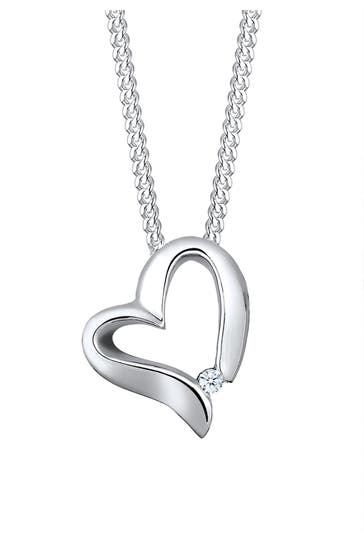 ELLI DIAMONDS Kette Herz Romantisch Diamant (0.015 ct.) 925 Silber Weiß