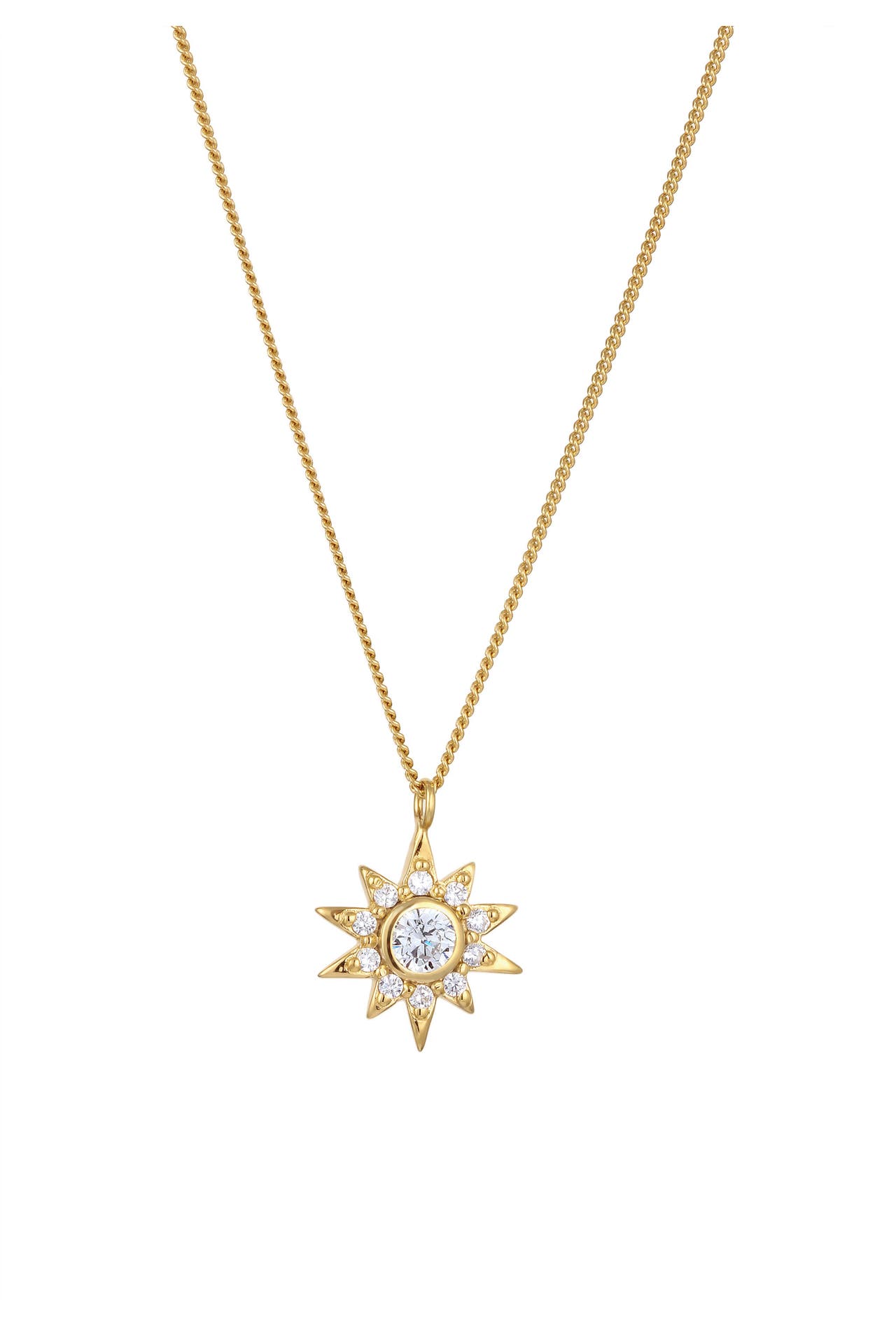 ELLI Kette Stern Zirkonia Weiß 925 Sterling Silber Gold, Bild 1