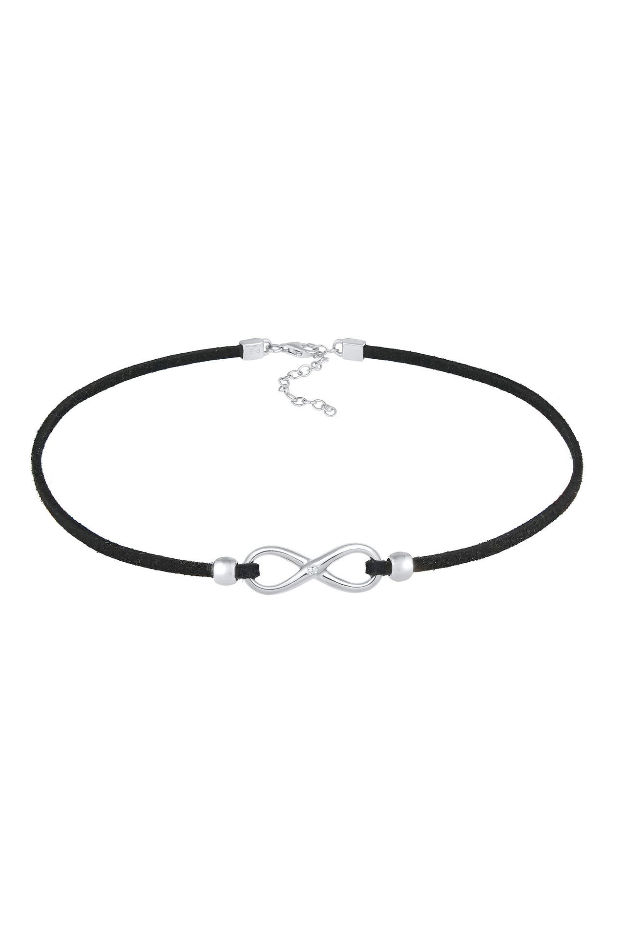 ELLI Kette Infinity Zirkonia Leder synthetisches 925 Silber Silber, Bild 1