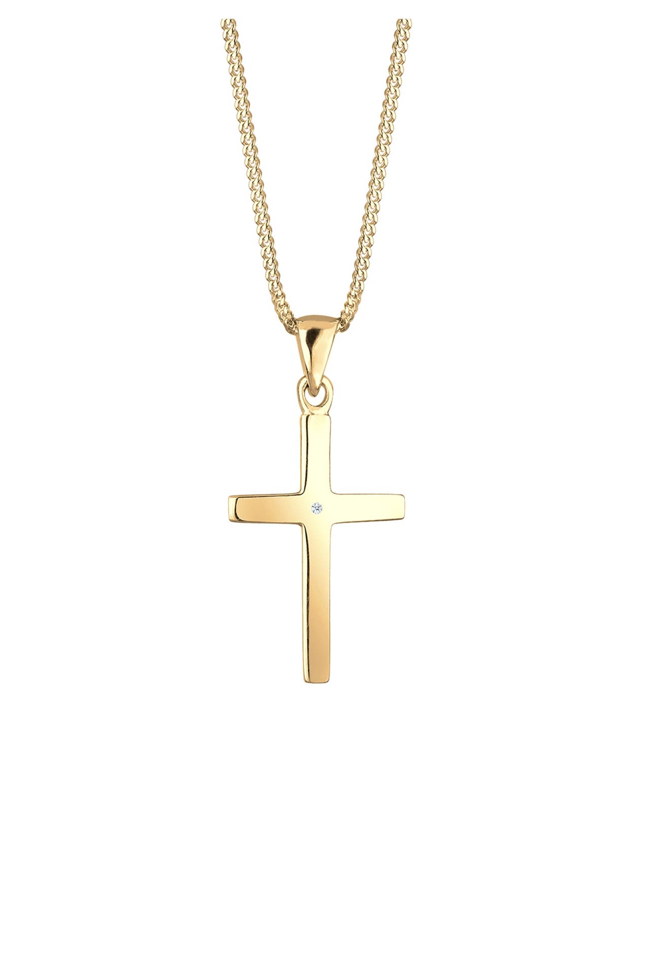 ELLI DIAMONDS Kette Kreuz Glaube Diamant (0.005 ct) Basic 925 Silber Gold, Bild 1