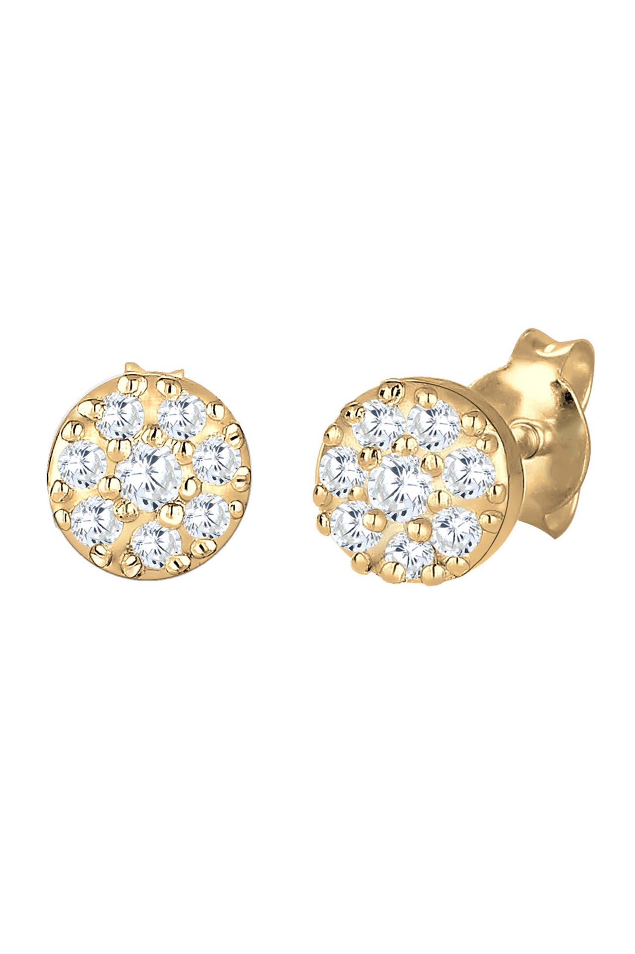 ELLI PREMIUM Ohrringe Kreis Geo Klassisch Funkelnd Zirkonia 585 Gelbgold Gold, Bild 1