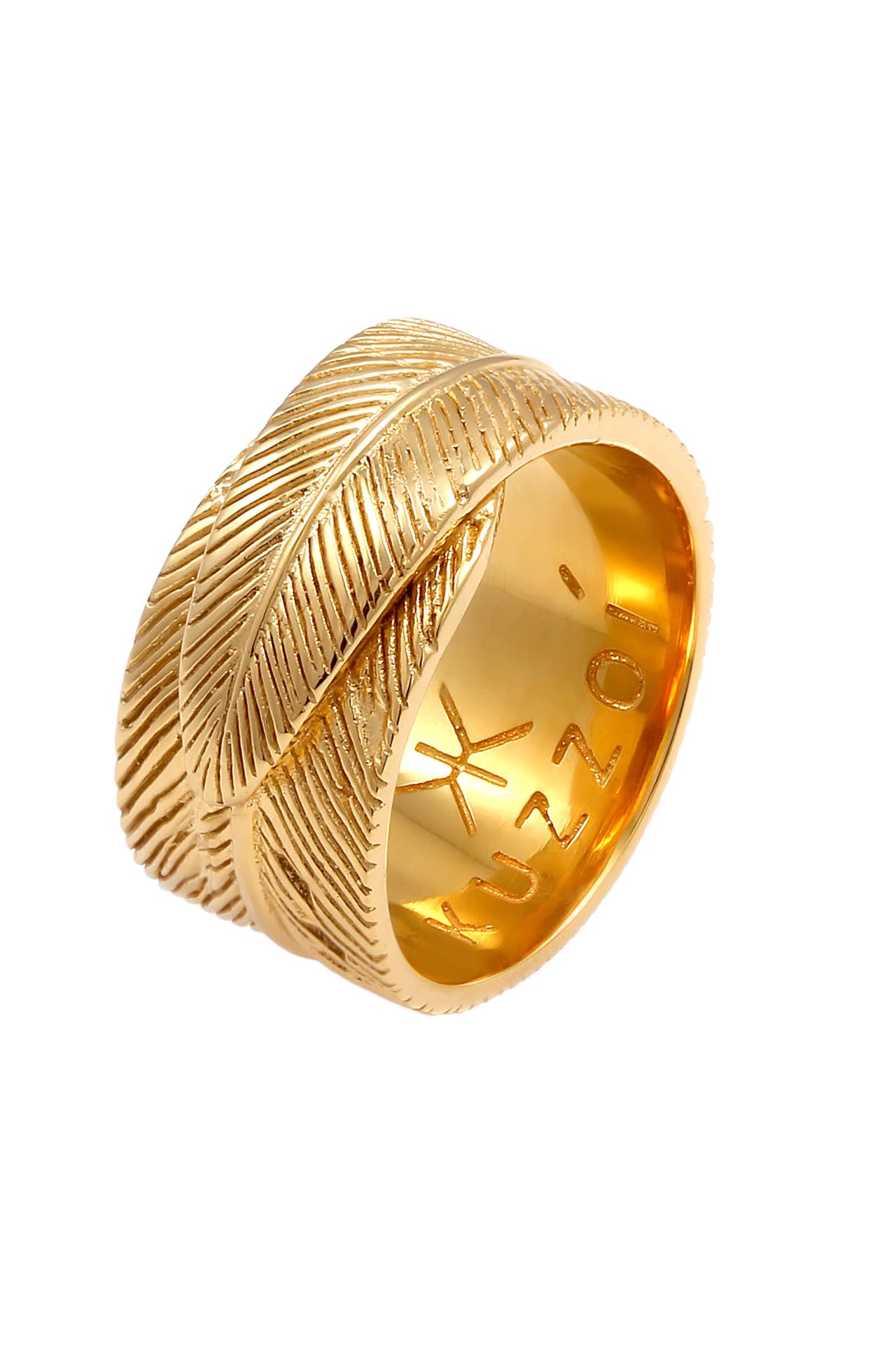 KUZZOI Ring Herren Feder Vintage 925 Silber Gold, Bild 1