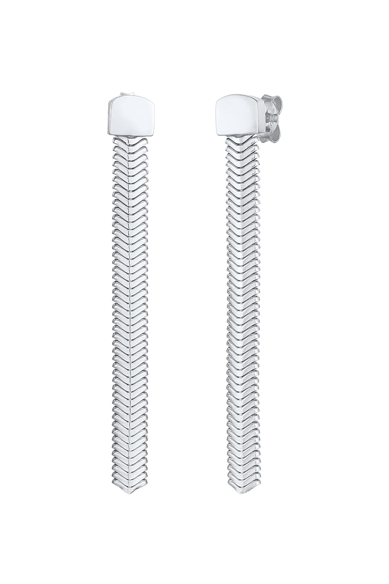 ELLI PREMIUM Ohrringe Hänger Kette Fischgräte Trend 925 Silber Silber, Bild 1