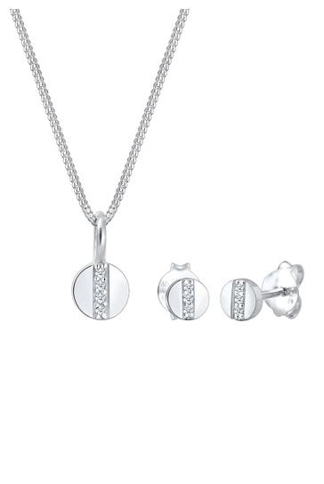 ELLI DIAMONDS Schmuckset Plättchen Diamant Weiß (0.05 ct) 925 Sterling Silber Silber