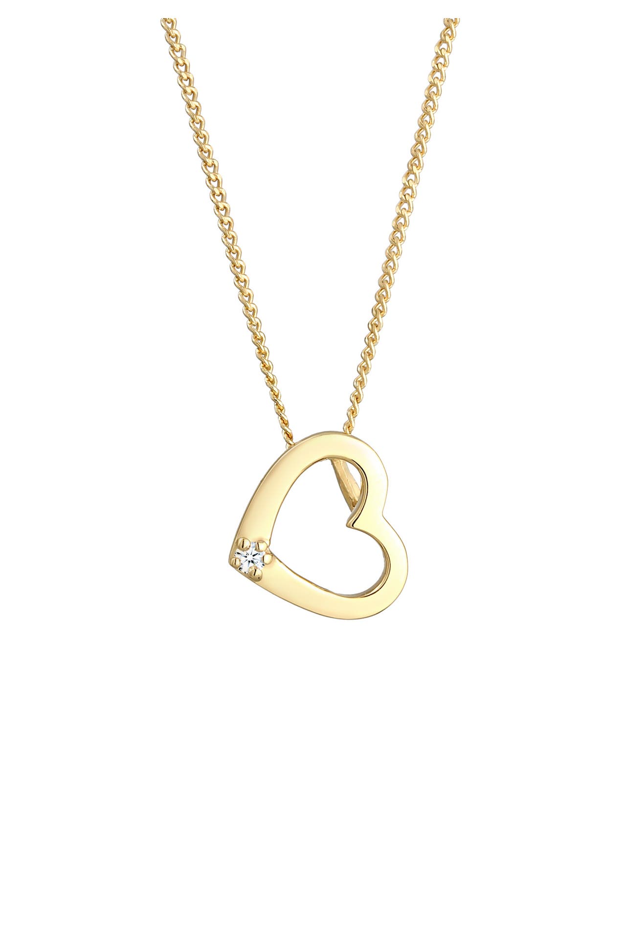 ELLI DIAMONDS Kette Herz Diamant Weiß Brillantschliff (0.015ct) 585 Gelbgold Gold, Bild 1