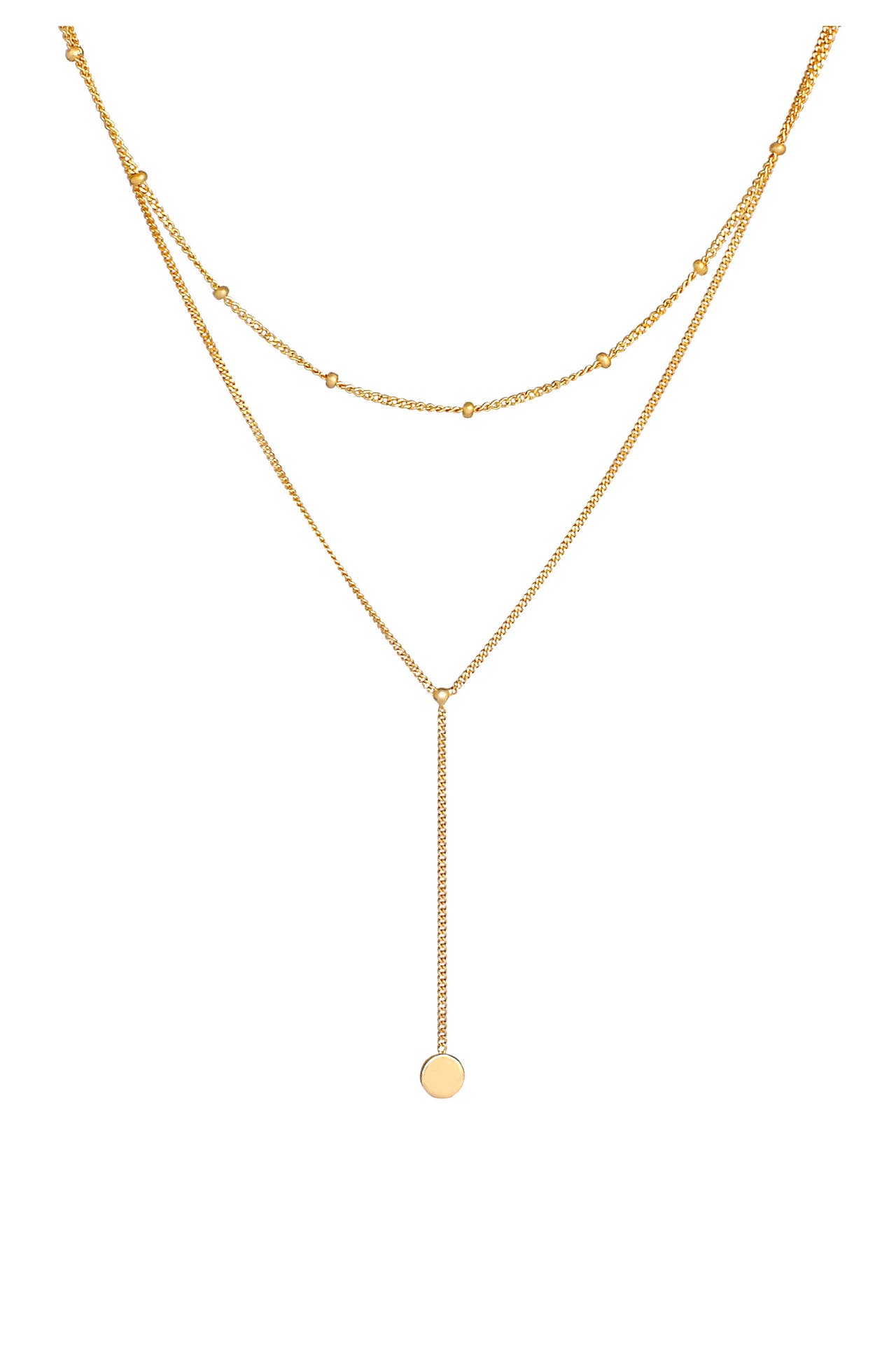 ELLI Kette Layer Y-Kette Kugelkette Plättchen 925 silber Gold, Bild 1