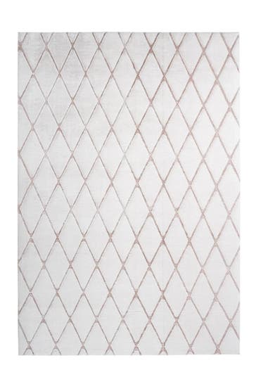 ME GUSTA Wohnzimmer Teppich Hochflorteppich Vivica 225 in weiß - rosé – Modern