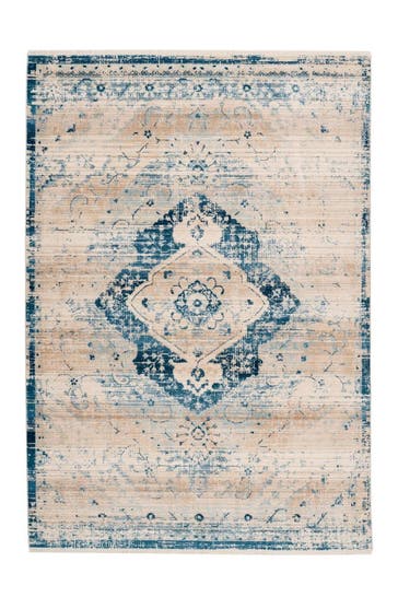 ARTE ESPINA Wohnzimmer Teppich Kurzflorteppich Baroque 525 in creme - blau – Klassisch