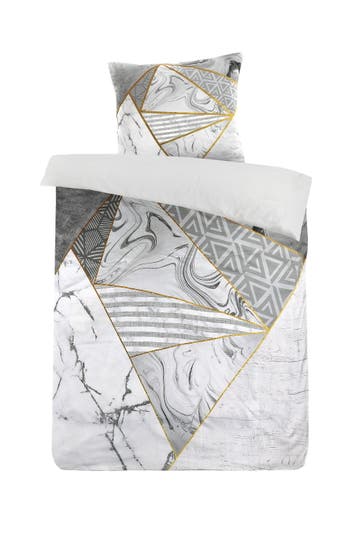 KAYOOM Bettwäsche Bavaria 125-FR 140 x 200 cm in grau - gold