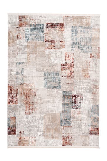 ME GUSTA Wohnzimmer Teppich Vintage Teppich Akropolis 425 in grau - Lachsrosa – Vintage