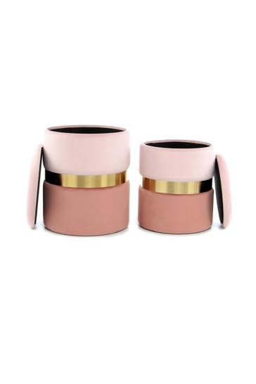KAYOOM Hocker Zora 125 2er-Set rosa - / Altrosa gold – eiche , modern