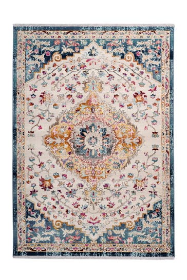 ME GUSTA Wohnzimmer Teppich Kurzflorteppich Anouk 102 in weiß - blau