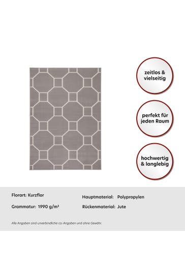 KAYOOM Wohnzimmer Teppich Kurzflorteppich Lina 125 in taupe - elfenbein – Modern