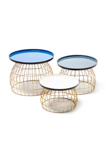 KAYOOM Beistelltisch -Set Laudatio 160 blau - / grau - weiß – eiche , modern