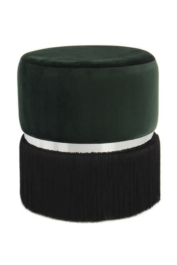 KAYOOM Hocker Rebecca 825 Dunkelgrün - / schwarz - silber – eiche , modern