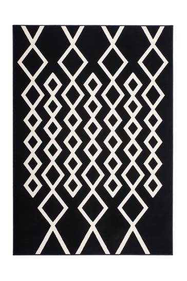 KAYOOM Wohnzimmer Teppich Kurzflorteppich Lina 425 in schwarz - elfenbein – Modern