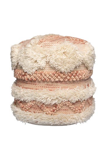 KAYOOM Sitzkissen Pouf Bohist 225 rosa - 35cm x 35cm creme – Eiche boho
