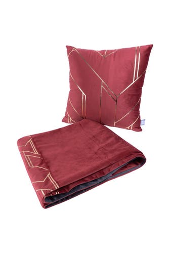KAYOOM Decke Dekokissen & Decke - Tagesdecke Prisma 125 2er-Set Rot - Gold rot - gold