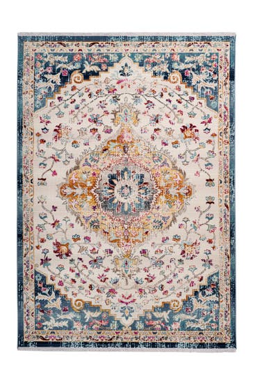 ME GUSTA Wohnzimmer Teppich Kurzflorteppich Anouk 102 in weiß - blau