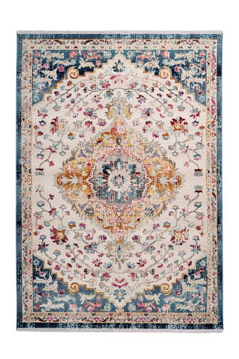 ME GUSTA Wohnzimmer Teppich Kurzflorteppich Anouk 102 in weiß - blau