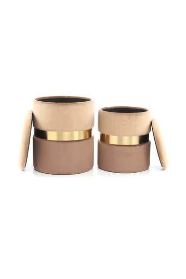 KAYOOM Hocker Zora 125 2er-Set Hellbraun - / braun gold