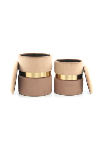 KAYOOM Hocker Zora 125 2er-Set Hellbraun - / braun gold