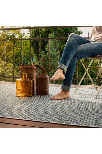 KAYOOM Wohnzimmer Teppich Kurzflorteppich Nautic 887 in blau