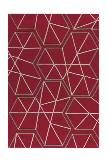 ARTE ESPINA Wohnzimmer Teppich Kurzflorteppich Spirit 3112 140 x 200 cm in rot - grau
