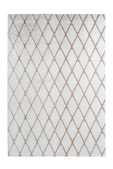 ME GUSTA Wohnzimmer Teppich Hochflorteppich Vivica 225 in weiß - taupe – Modern