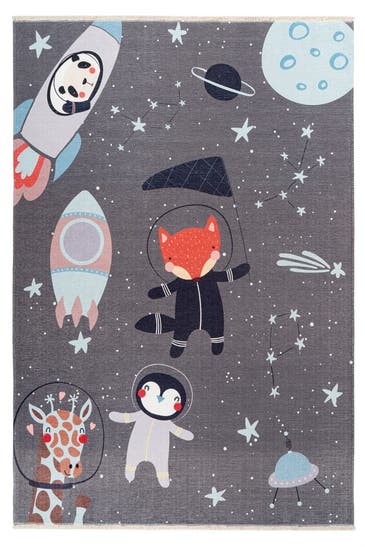 KAYOOM Kinderteppich Kurzflorteppich Joanna 610 115 x 170 cm in spacegrau