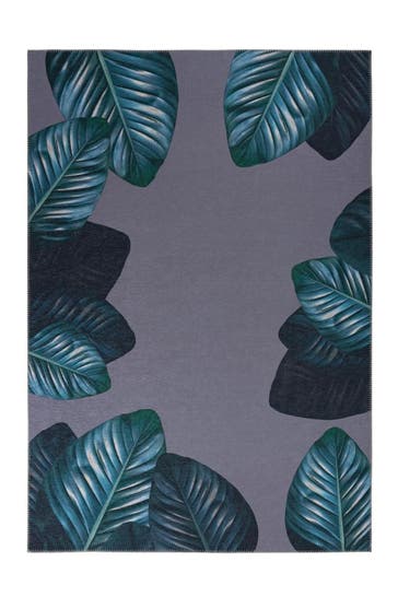 KENDA SAND Wohnzimmer Teppich Kurzflorteppich Tropical 125 in schwarz - grün