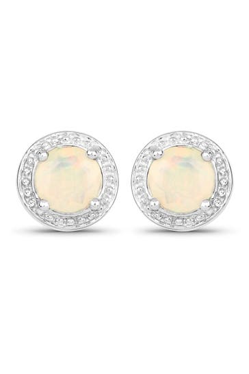VIRA JEWELS Ohrringe Silber 925 rhodiniert mit echtem Opal 5mm silber