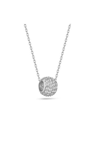 DKENIZ Kette 925/- Sterling Silber Kugel-Pave-Kette silber