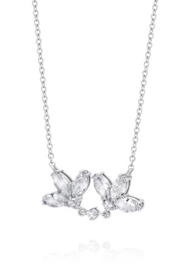 LEIS Kette 925 Sterling Silber rhodiniert Glänzend Blume Zirkonia weiß silber