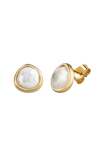 ZEEME Ohrringe Silber 925 vergoldet mit weißem Perlmutt gelb