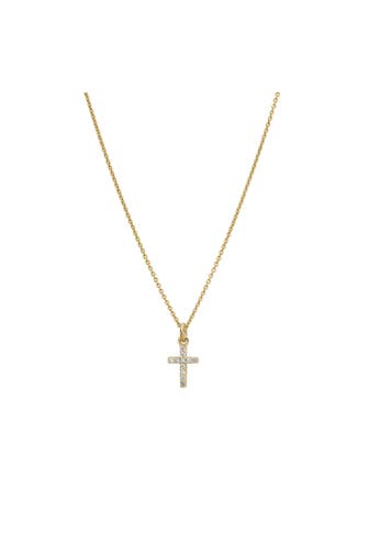 LYOMI Anhänger 585/- Gelbgold Kreuz 11 synth. Diam. 0,09ct.