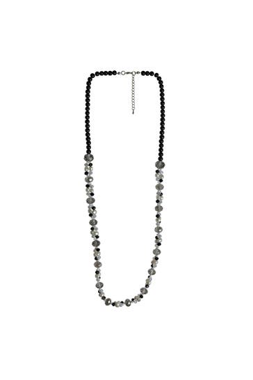 STEUER Kette 83cm Glasstein grau schwarz
