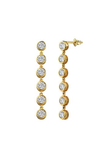 DKENIZ Ohrringe 925/- Sterling Silber vergoldet Glänzend 5cm Zirkonia Weiß gelb