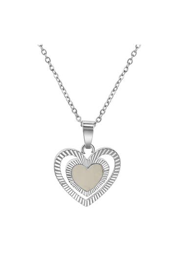 ZEEME Kette Edelstahl Herzanhänger strukturiert silber