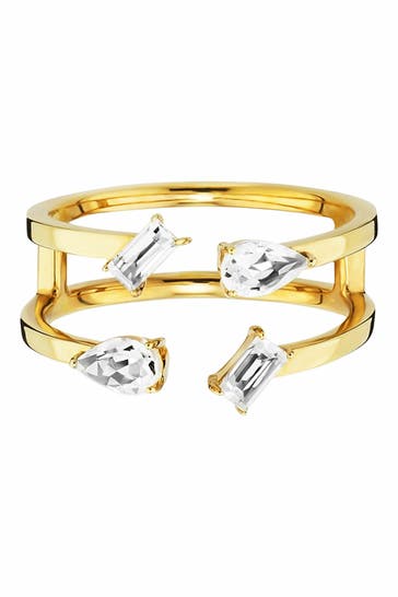 CAI Ring 925 Sterling Silber vergoldet mit Weißtopas