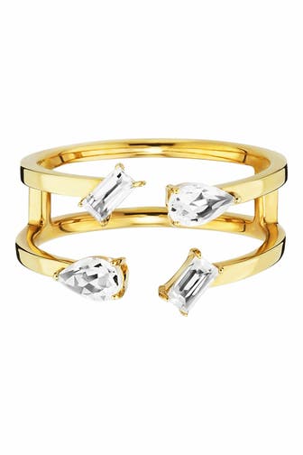 CAI Ring 925 Sterling Silber vergoldet mit Weißtopas