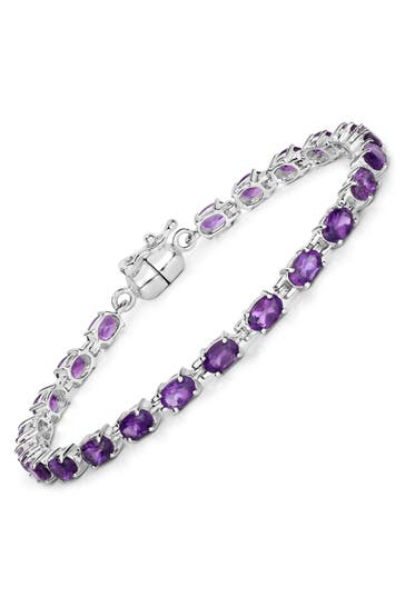 VIRA JEWELS Armband 925-Sterling Silber rhodiniert Amethyst oval silber