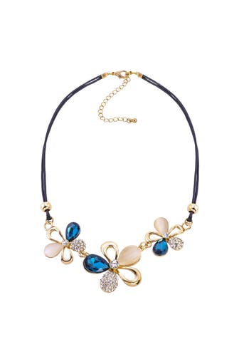 STEUER Kette Metall Blüten vergoldet mehrfarbig